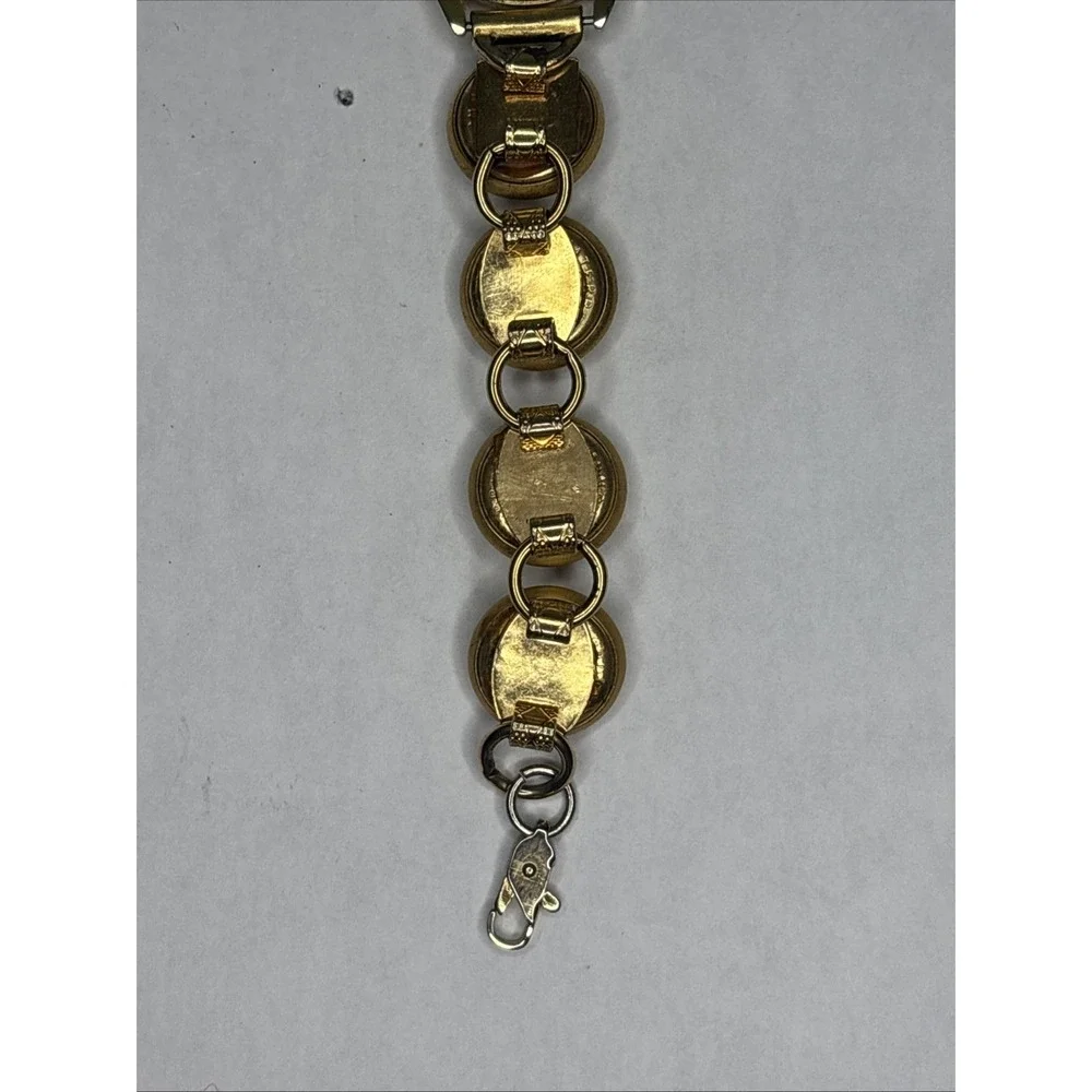 Rare VTG‎ Legacy Gold Tone Watch Navy Officer CPO Button Band Needs Battery